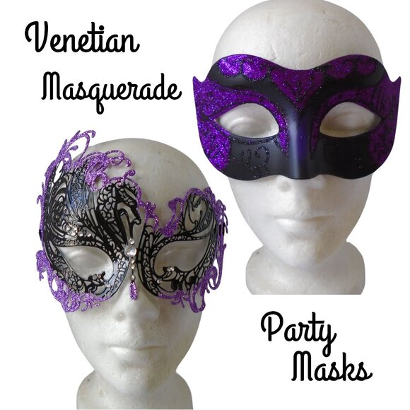 Couples Venetian Masquerade Carnival Party Mask 1 Set two masks 3446 - Picture 1 of 5